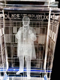 William Hartnell of Doctor Who laser-engraved in a crystal TARDIS replica on an LED-lit base