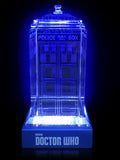 Doctor Who classic crystal TARDIS replica on an LED-lit base