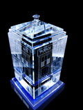 Doctor Who classic crystal TARDIS replica on an LED-lit base