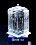 Doctor Who classic crystal TARDIS replica on an LED-lit base